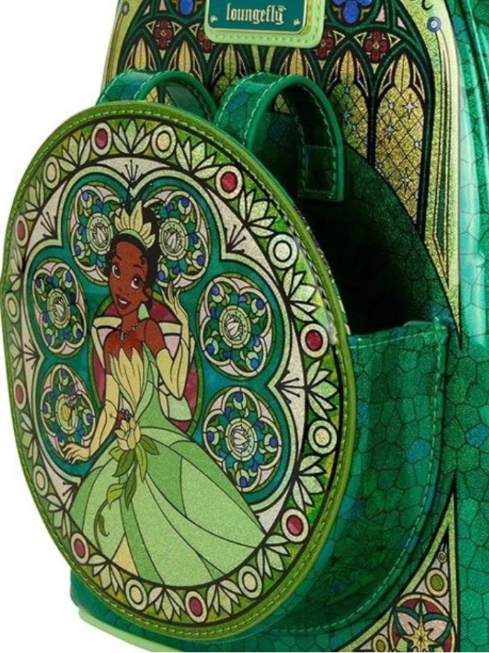 Loungefly Disney Princess and the Frog Tiana Stained Glass Mini Backpack NWT - Picture 7 of 8